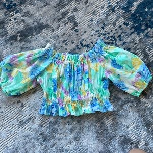 ZARA MULTICOLOUR OFF THE SHOULDER TOP